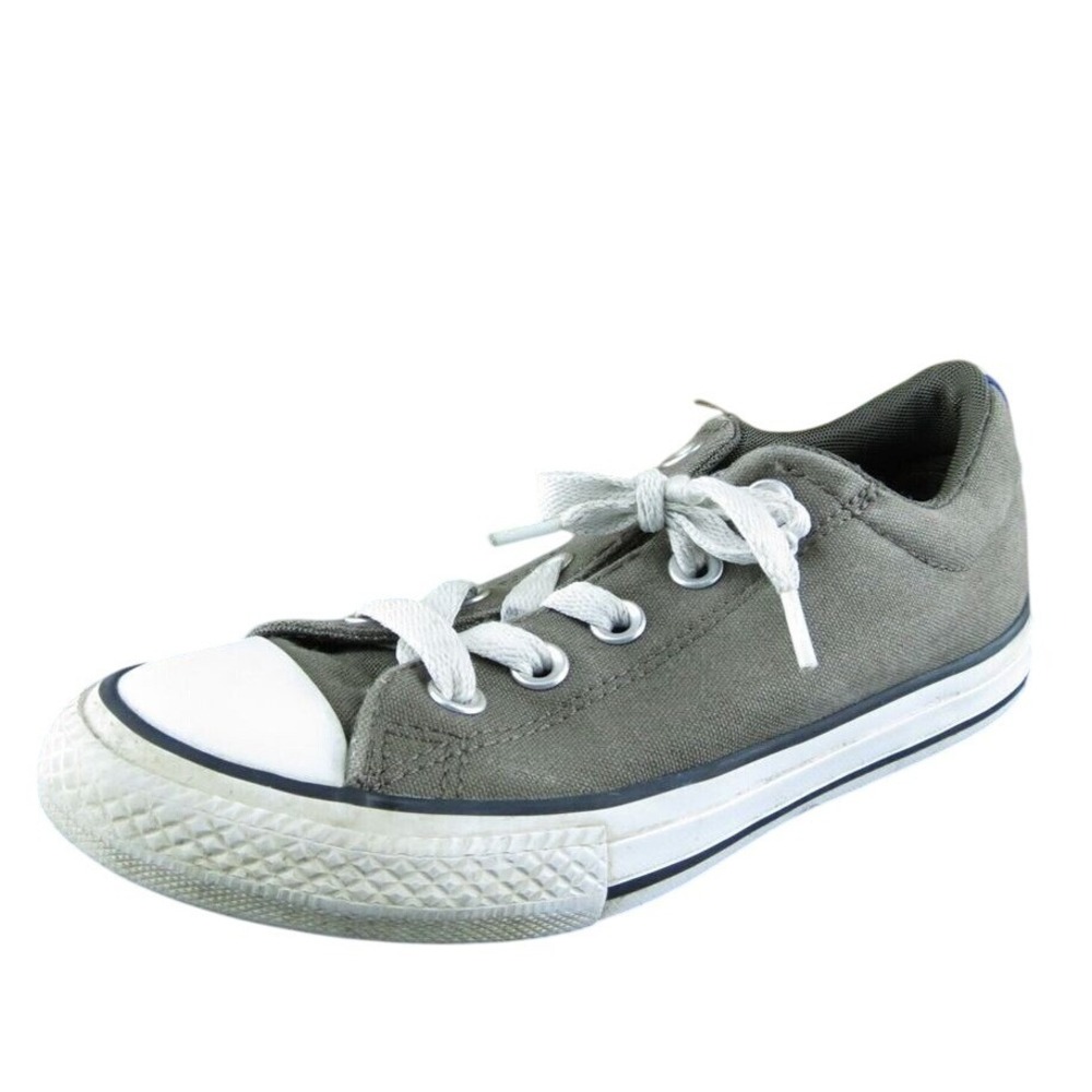 Converse Youth Girls Sneaker Shoes Gray Fabric Lace Up Size 2 Medium